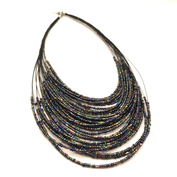 2 Multi-Strand Seed Bead & Glass pendant Necklaces - Picture 6 of 7